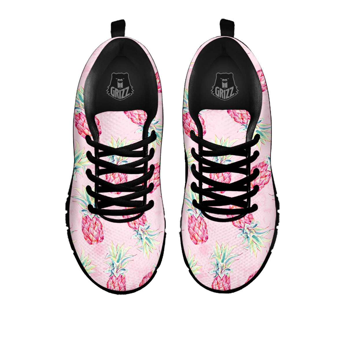 Pineapple Pastel Pink Print Pattern Black Sneaker-grizzshop