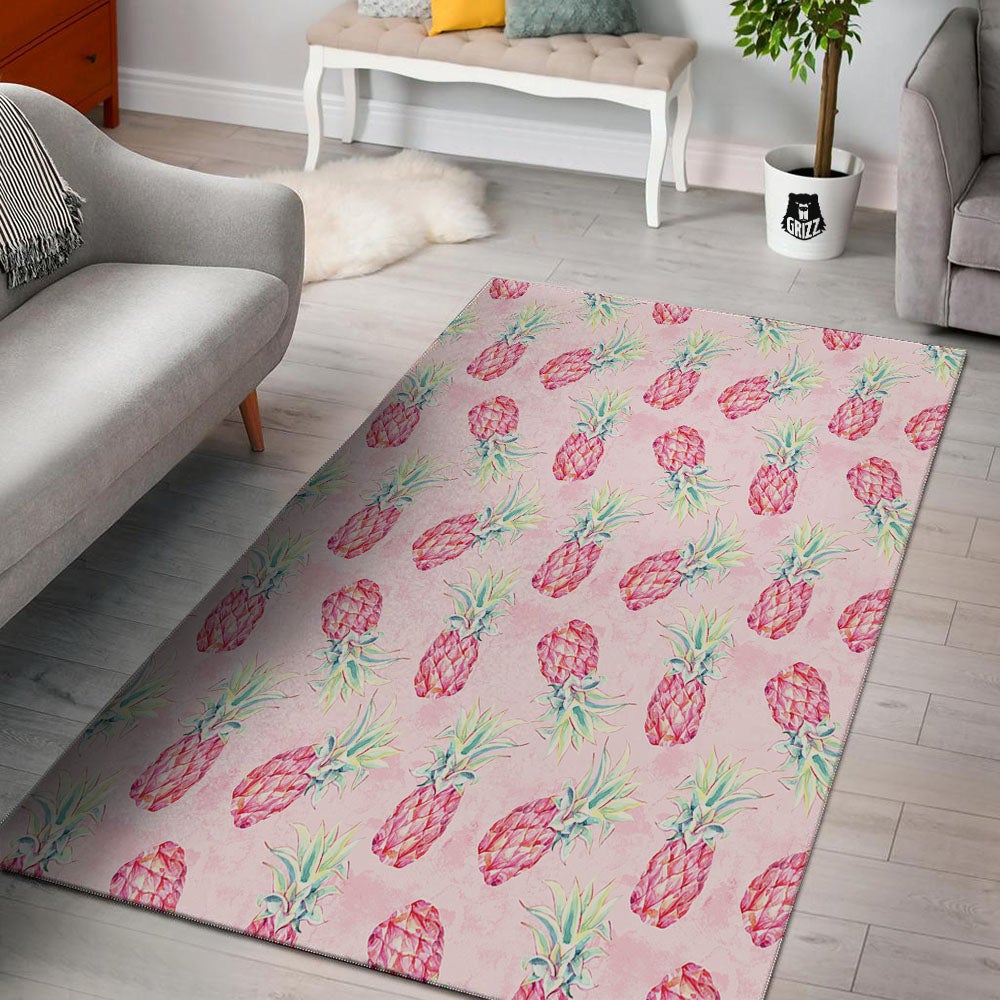 Pineapple Pastel Pink Print Pattern Floor Mat-grizzshop