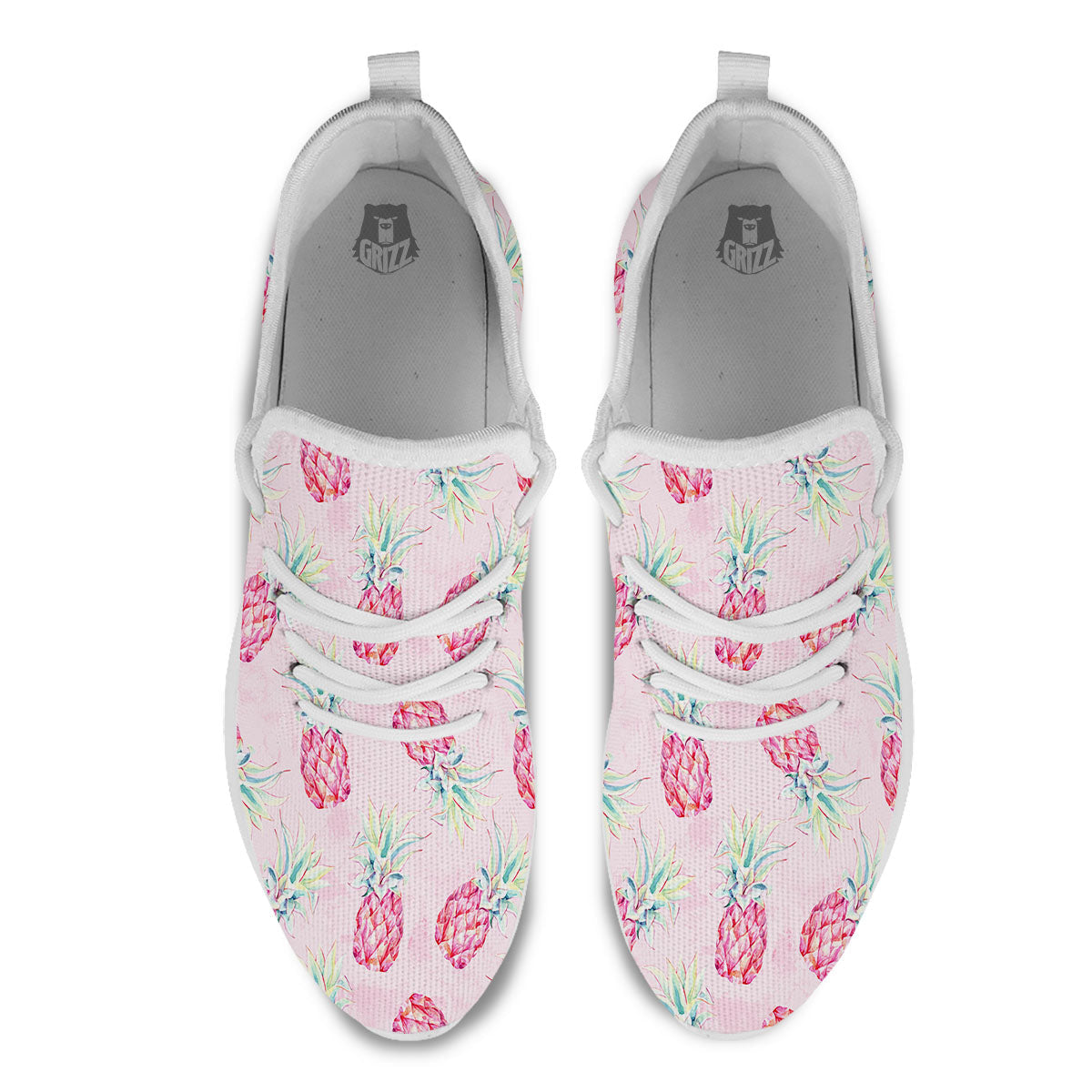 Pineapple Pastel Pink Print Pattern White Athletic Shoes-grizzshop