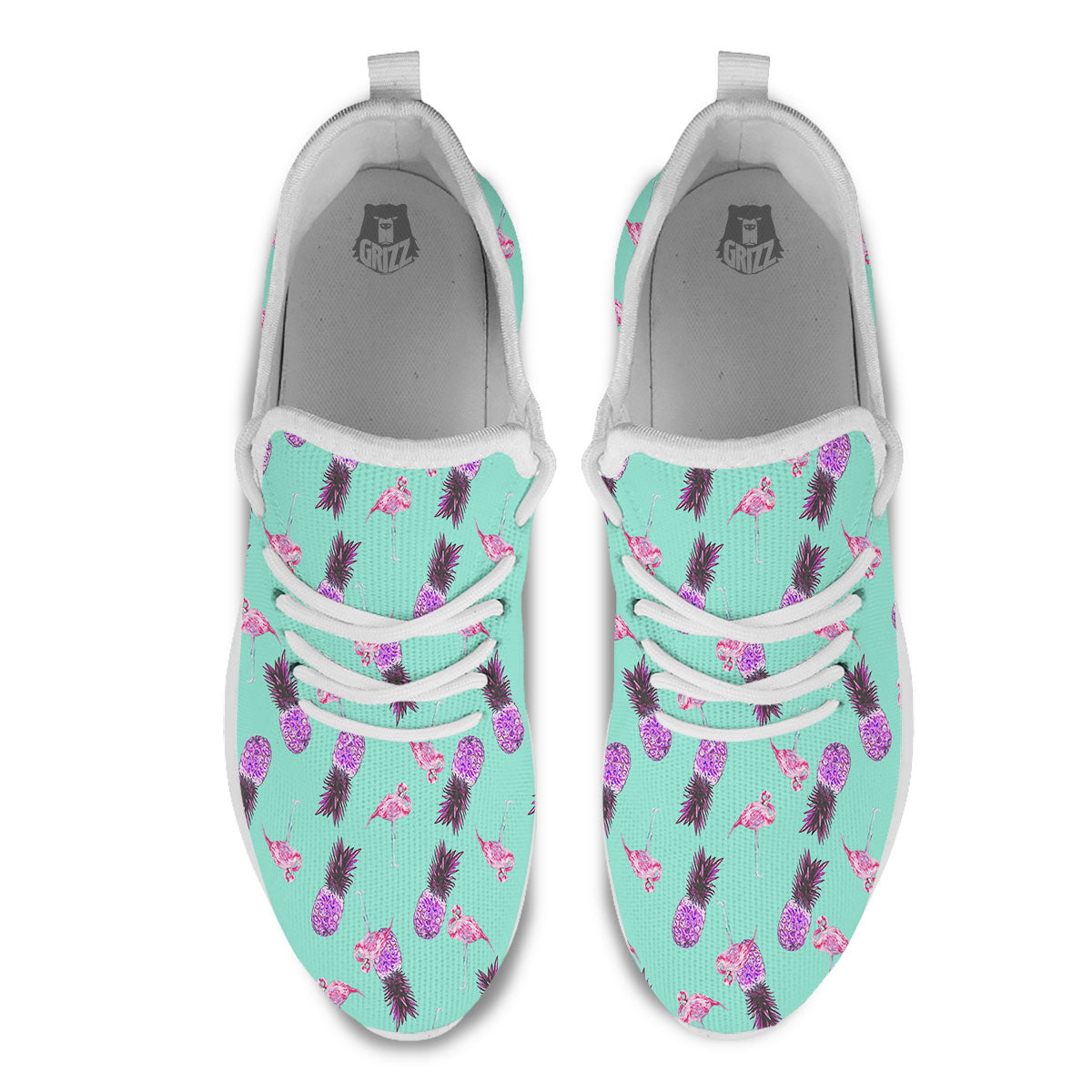 Pineapple Pastel Turquoise Print Pattern White Athletic Shoes-grizzshop