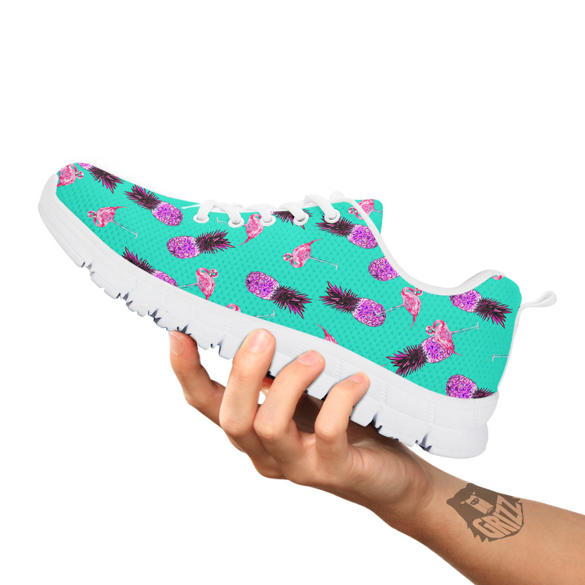 Pineapple Pastel Turquoise Print Pattern White Sneaker-grizzshop