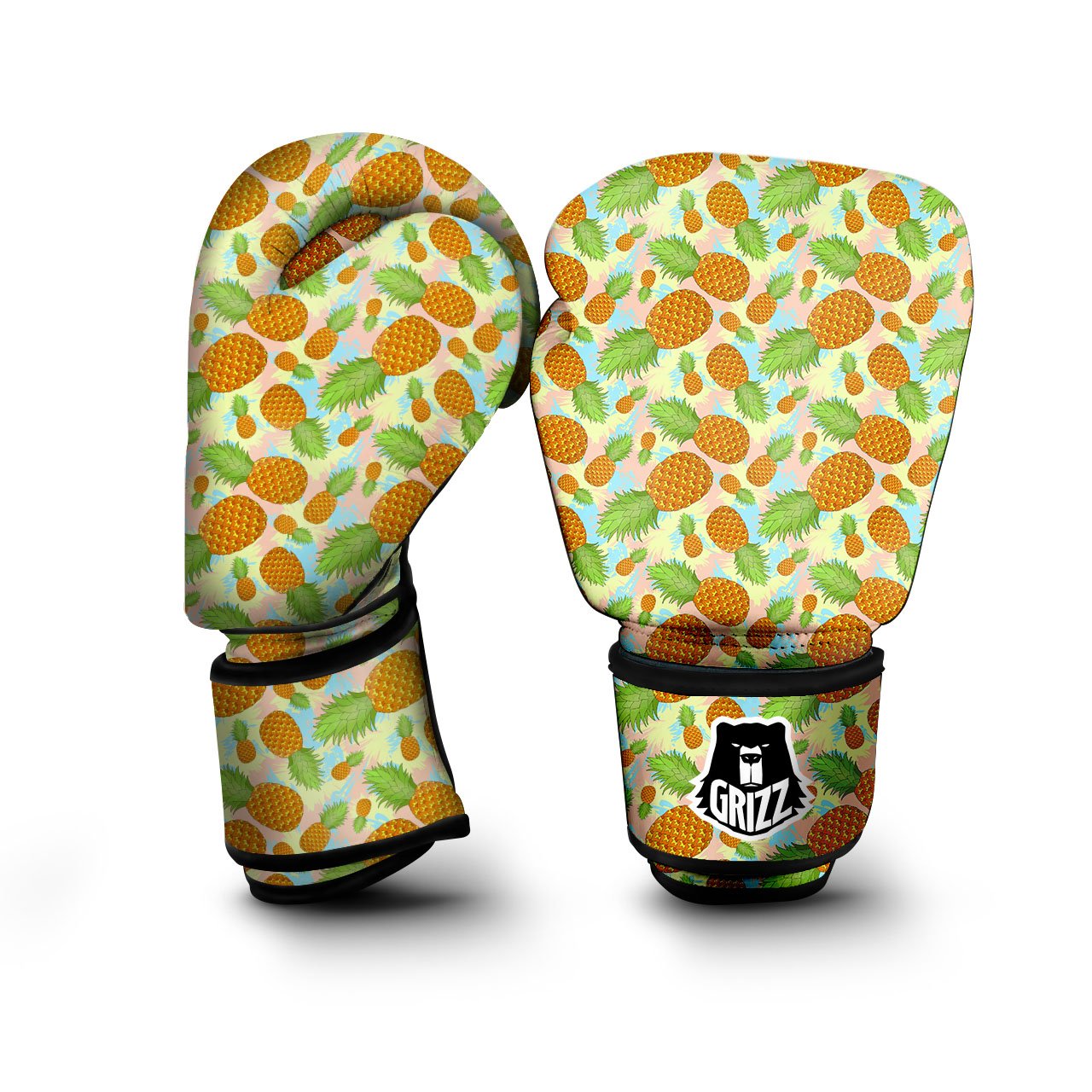 Pineapple Pastel Yellow Print Pattern Boxing Gloves-grizzshop