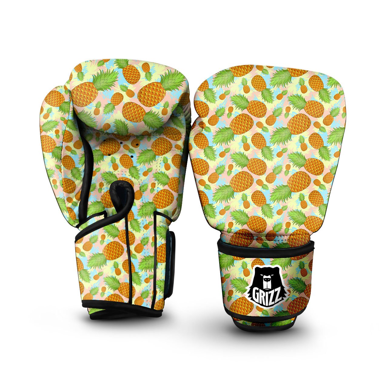 Pineapple Pastel Yellow Print Pattern Boxing Gloves-grizzshop