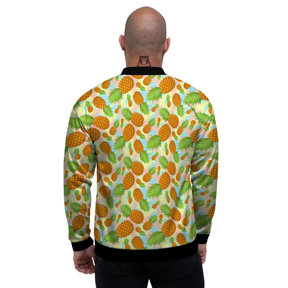 Pineapple Beige Zig Zag Print Pattern Men's Bomber Jacket – Grizzshopping