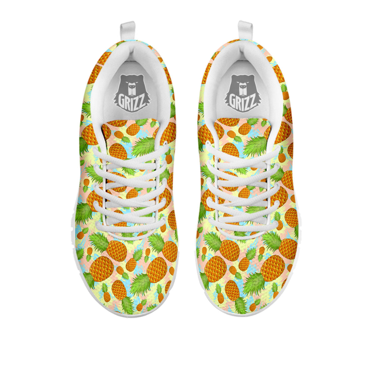 Pineapple Pastel Yellow Print Pattern White Sneaker-grizzshop