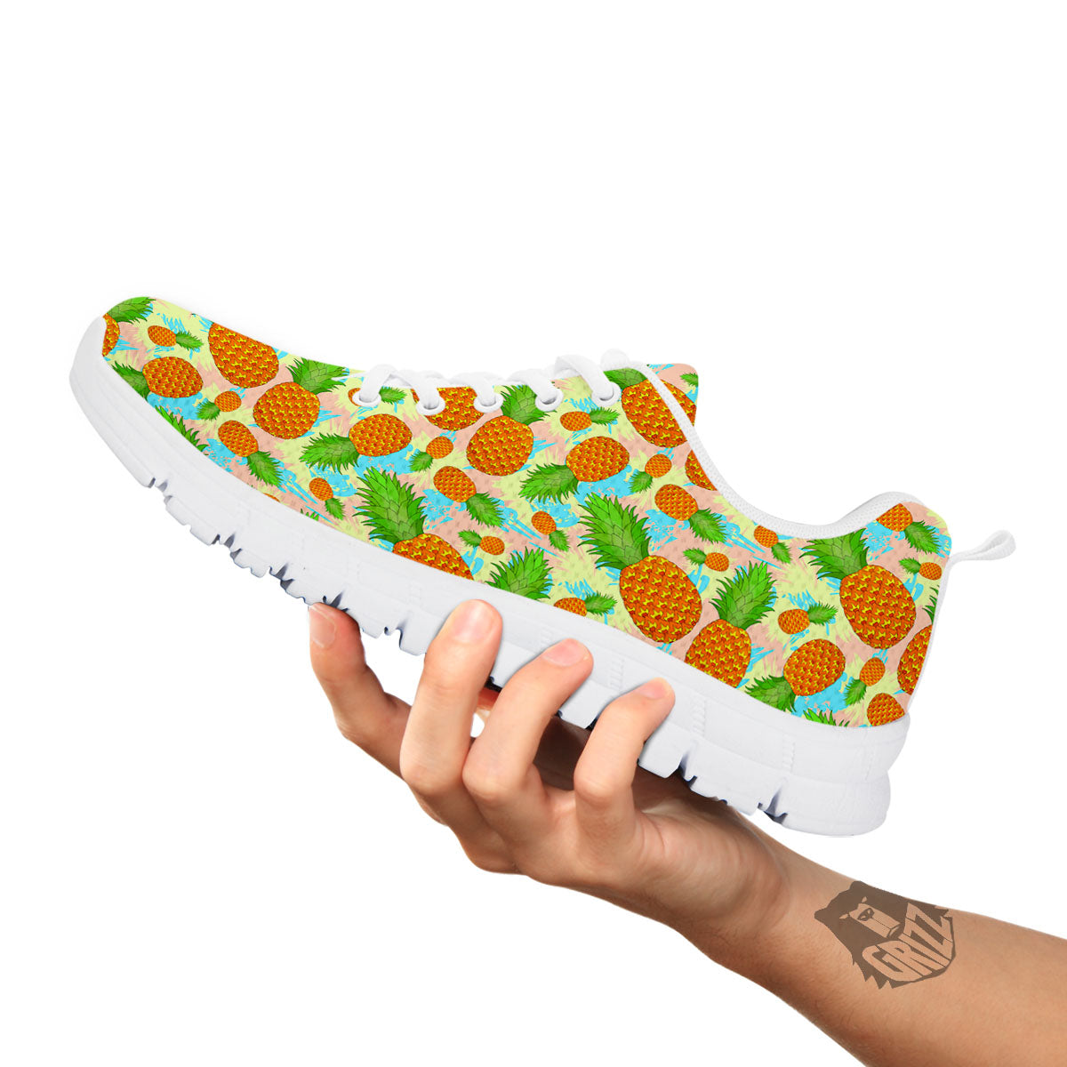 Pineapple Pastel Yellow Print Pattern White Sneaker-grizzshop