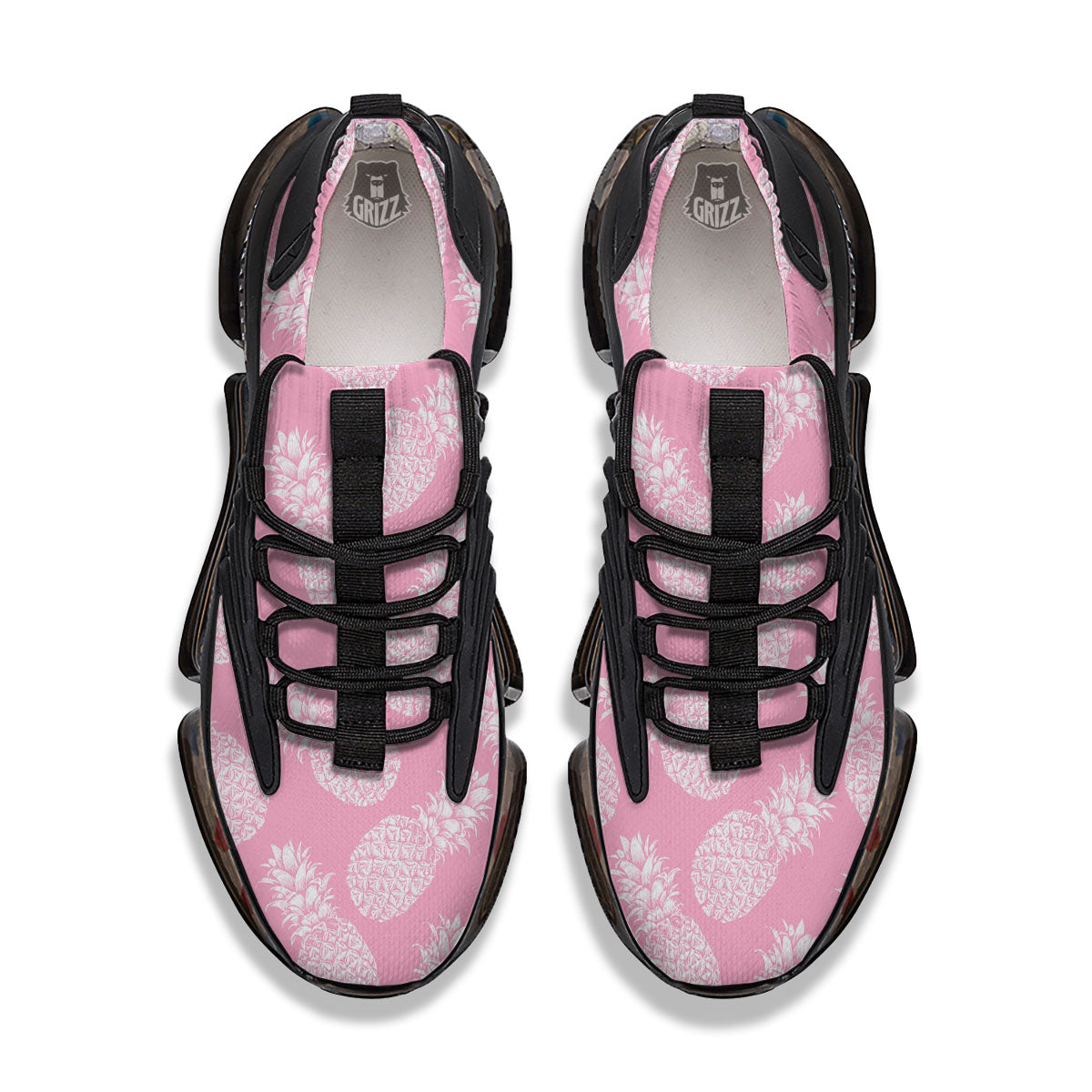 Pineapple Pink Print Pattern Black Gym Shoes-grizzshop