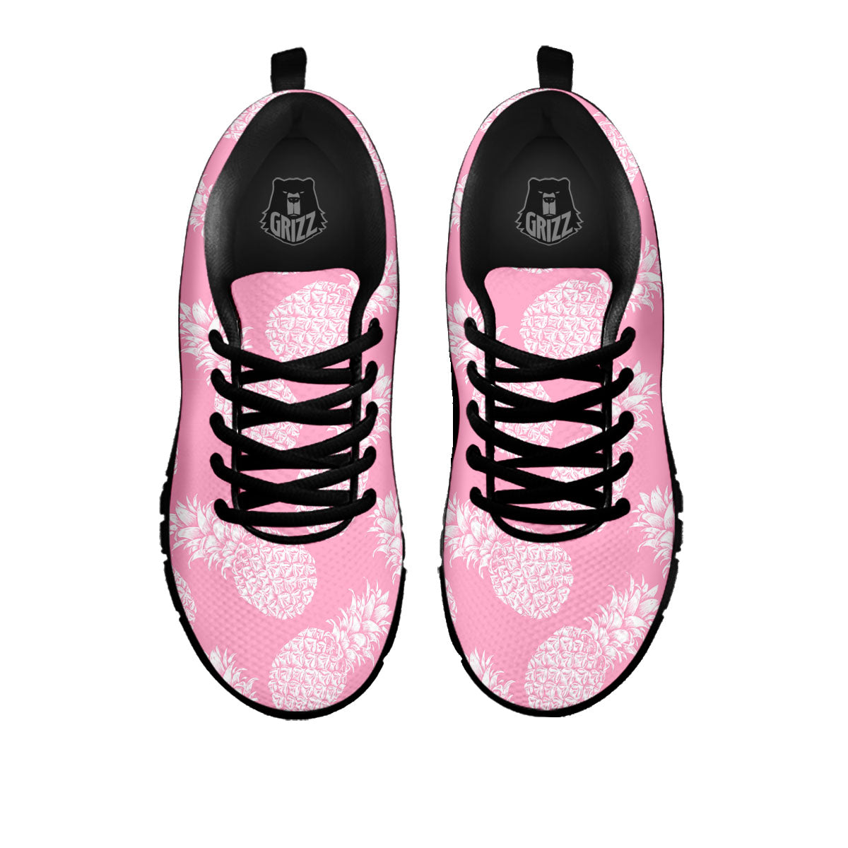 Pineapple Pink Print Pattern Black Sneaker-grizzshop