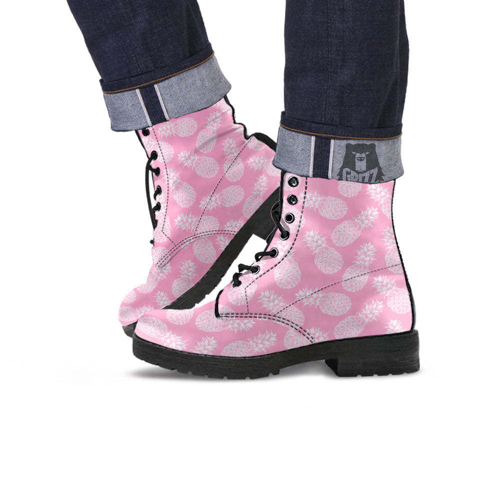 Pineapple Pink Print Pattern Leather Boots-grizzshop