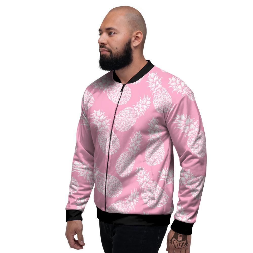 Pineapple Pink Print Pattern Men's Bomber Jacket-grizzshop