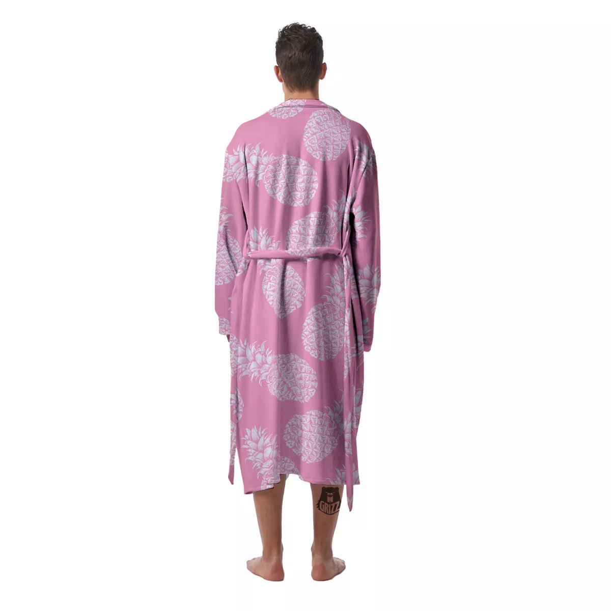 Pineapple Pink Print Pattern Men's Robe-grizzshop