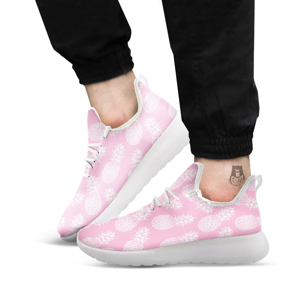 Pineapple Pink Print Pattern White Athletic Shoes-grizzshop