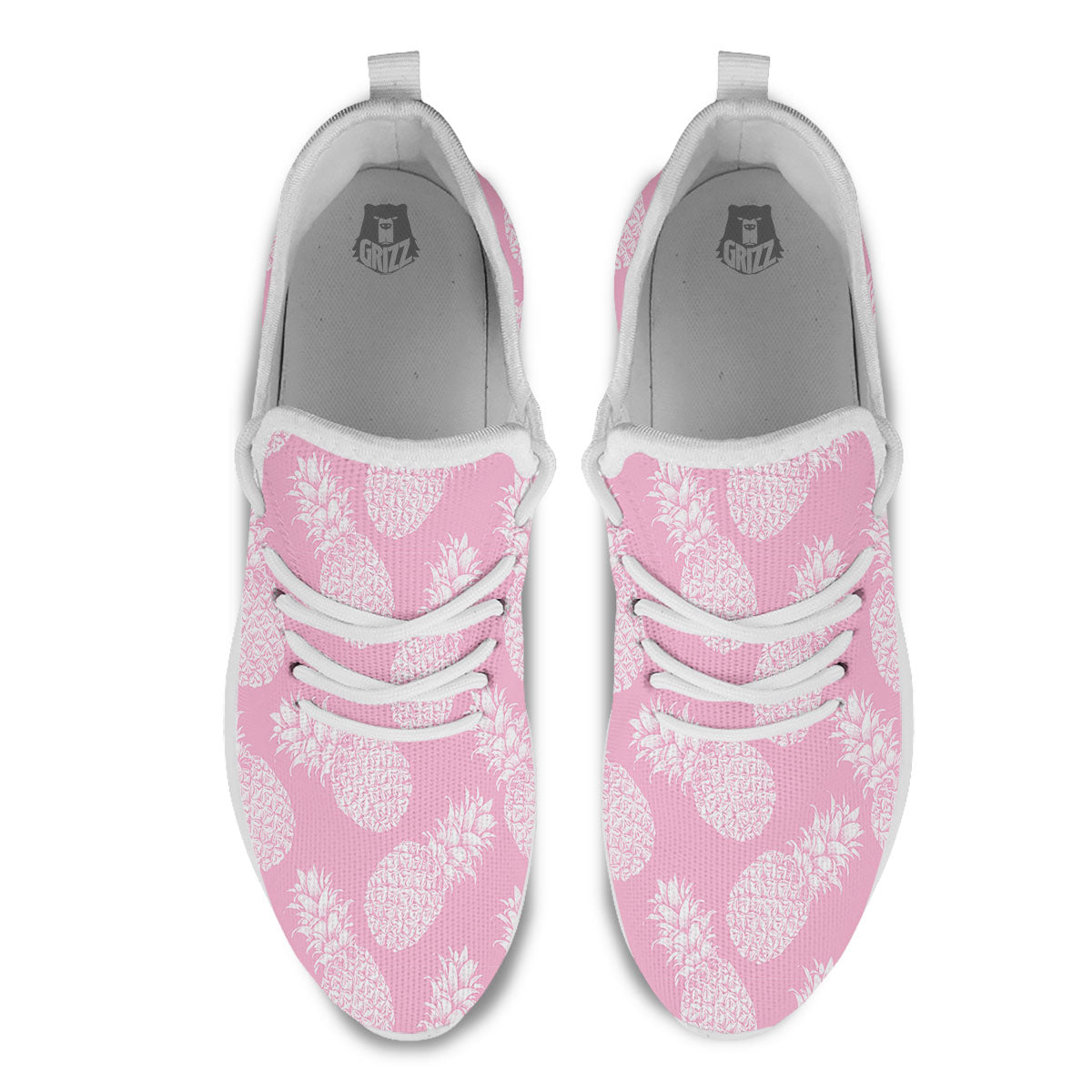 Pineapple Pink Print Pattern White Athletic Shoes-grizzshop