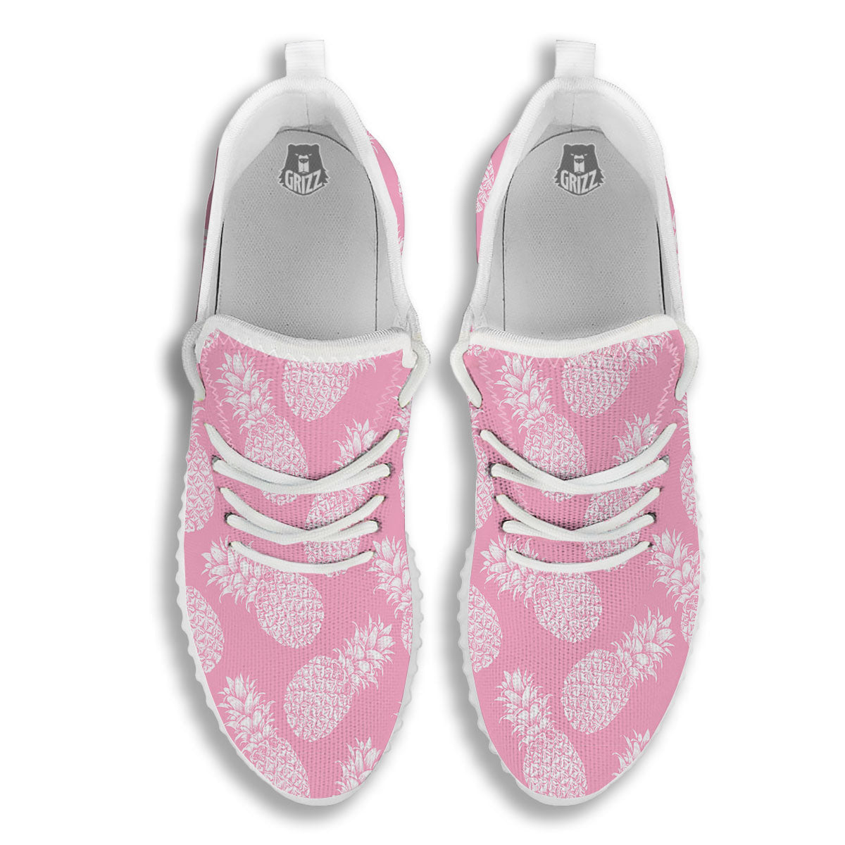 Pineapple Pink Print Pattern White Walking Shoes-grizzshop