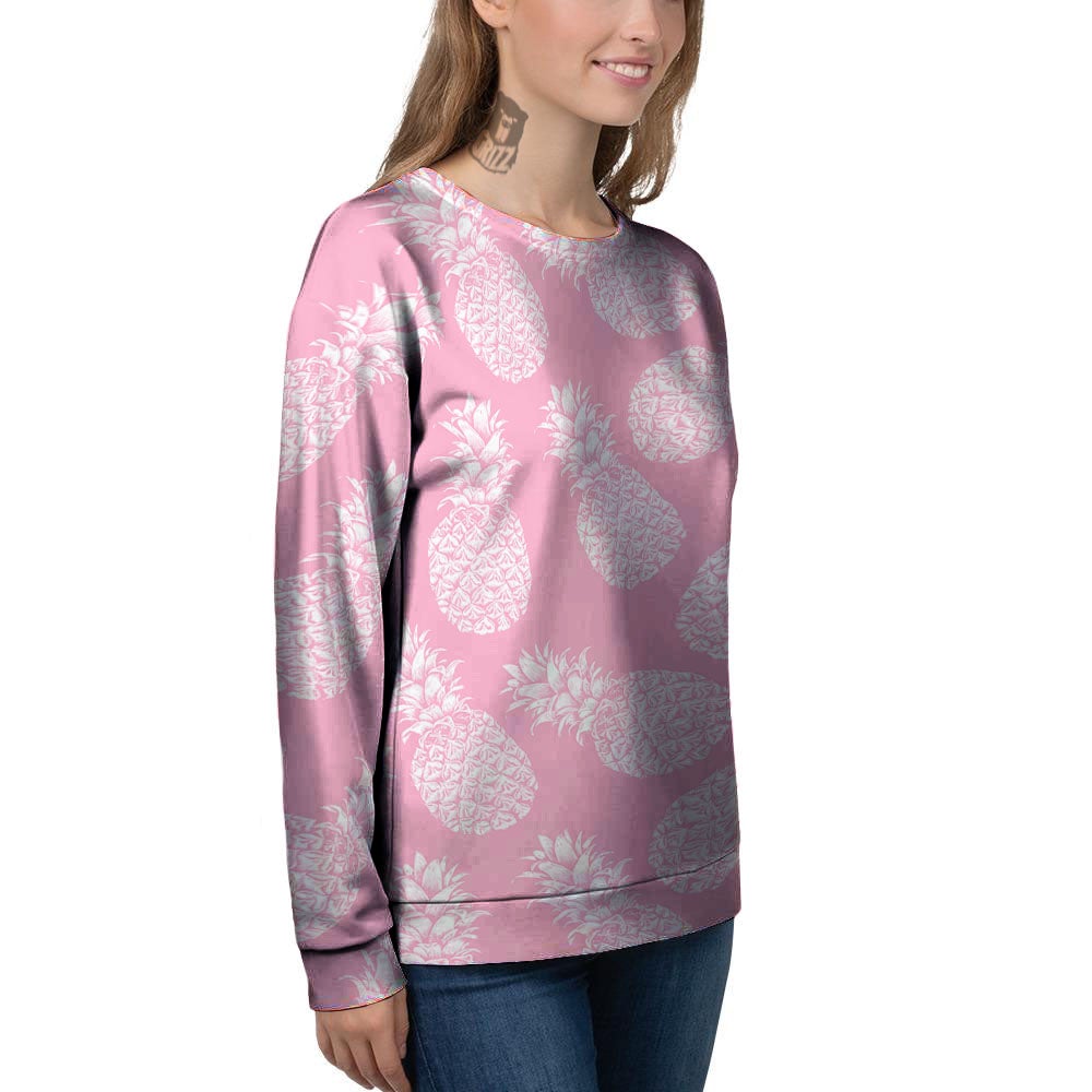 Pineapple Pink Print Pattern Women's Sweatshirt-grizzshop