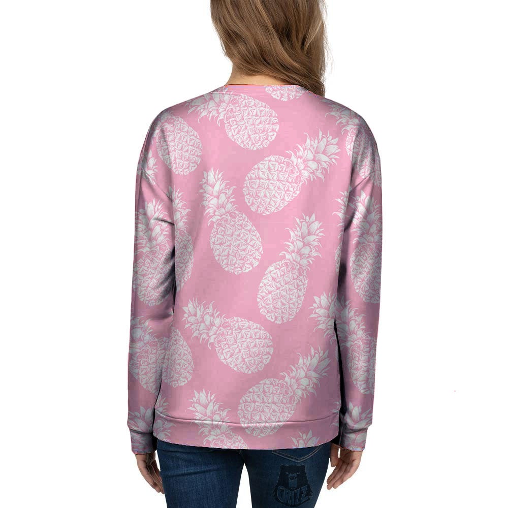 Pineapple Pink Print Pattern Women's Sweatshirt-grizzshop
