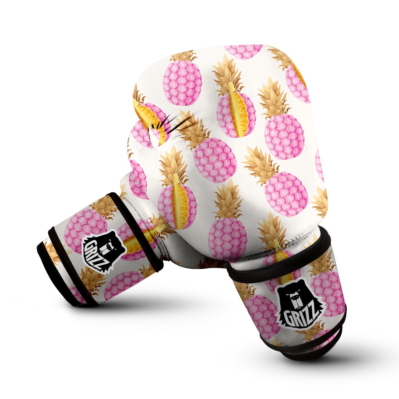 Pineapple Pink Vintage Print Pattern Boxing Gloves-grizzshop