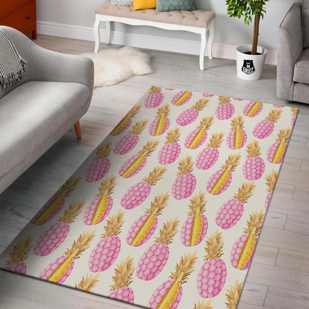 Pineapple Pink Vintage Print Pattern Floor Mat-grizzshop