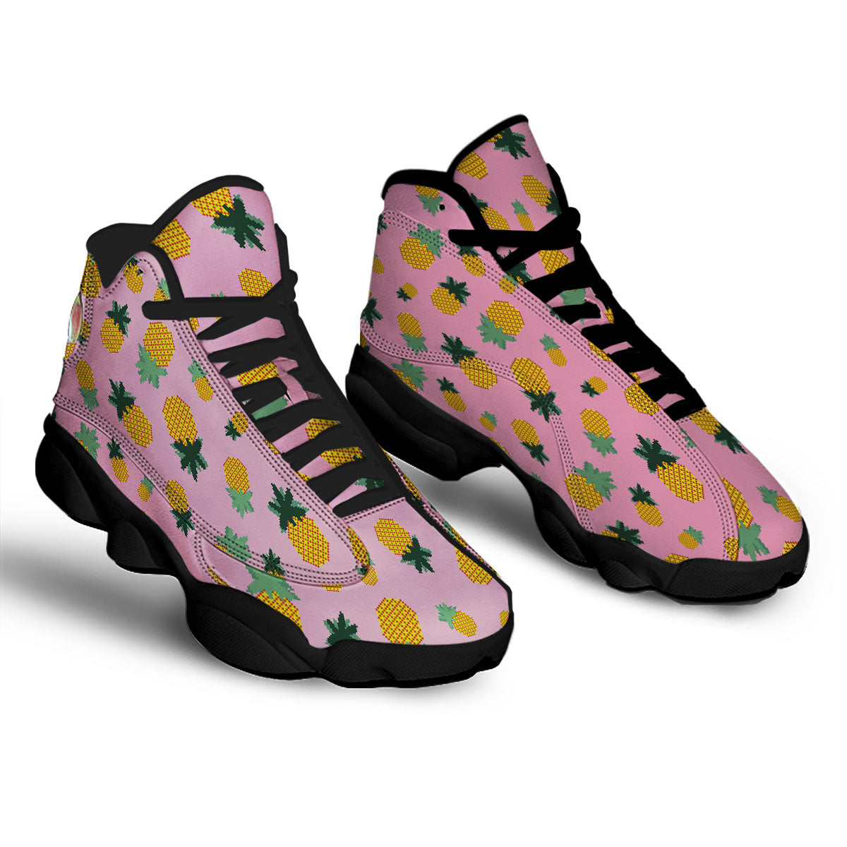 Pineapple Pixel Print Pattern Black Basketball Shoes-grizzshop