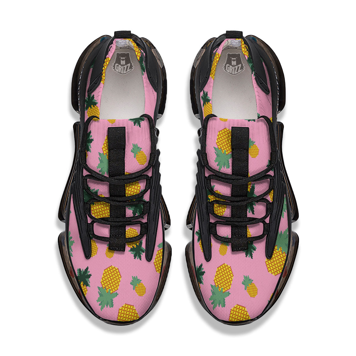 Pineapple Pixel Print Pattern Black Gym Shoes-grizzshop