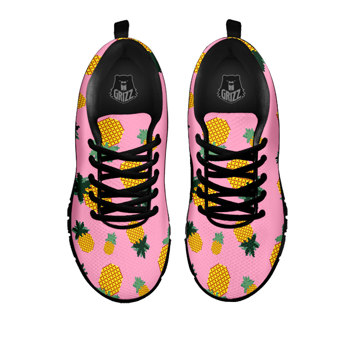 Pineapple Pixel Print Pattern Black Sneaker-grizzshop