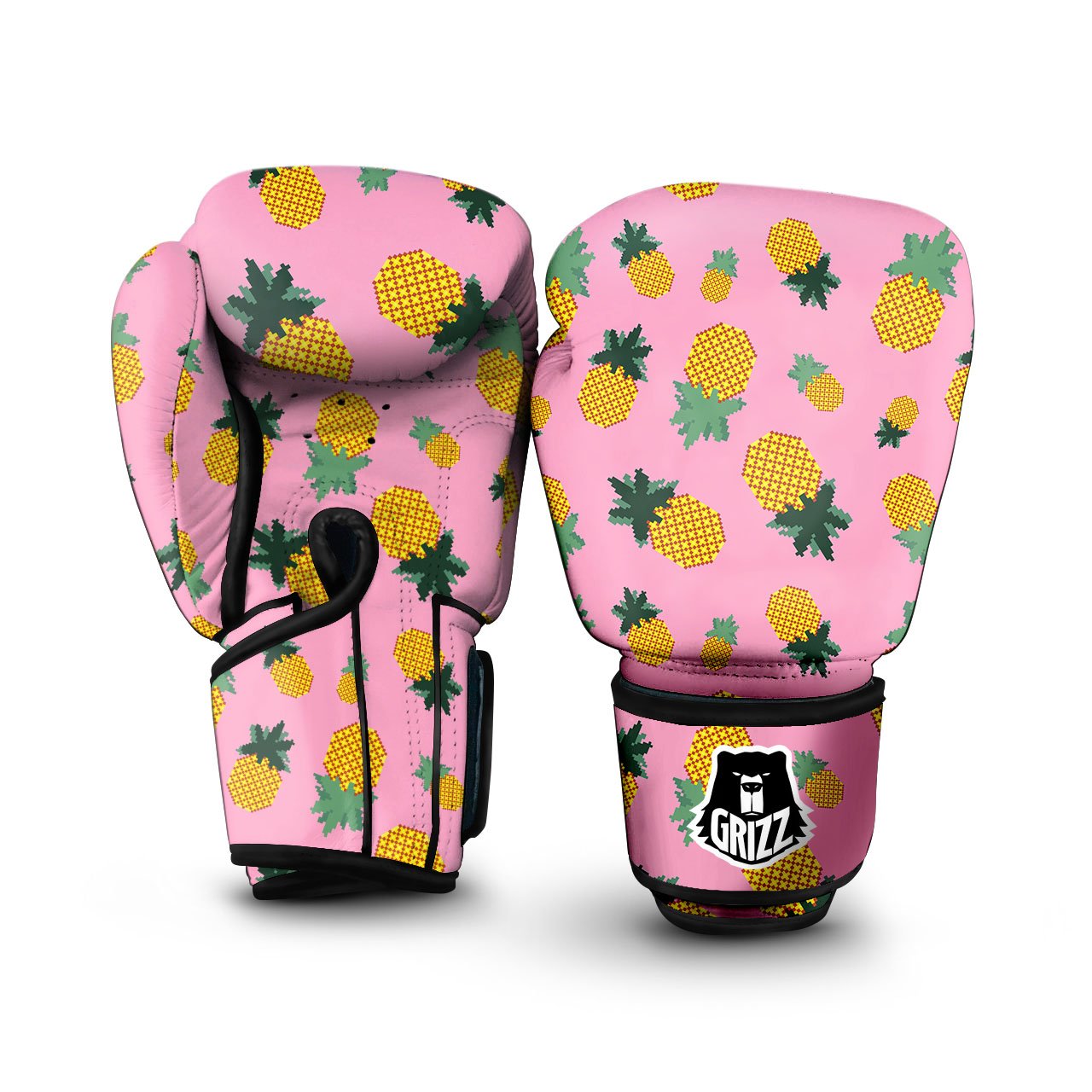 Pineapple Pixel Print Pattern Boxing Gloves-grizzshop