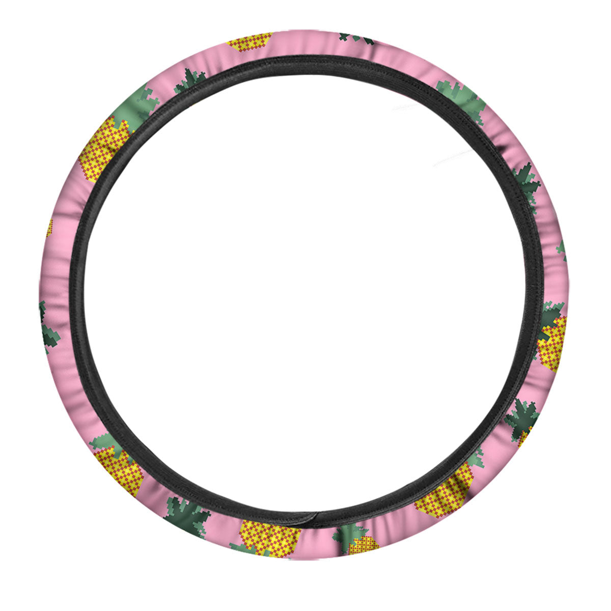 Pineapple Pixel Print Pattern Car Steering Wheel Cover-grizzshop