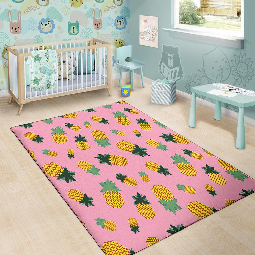 Pineapple Pixel Print Pattern Floor Mat-grizzshop