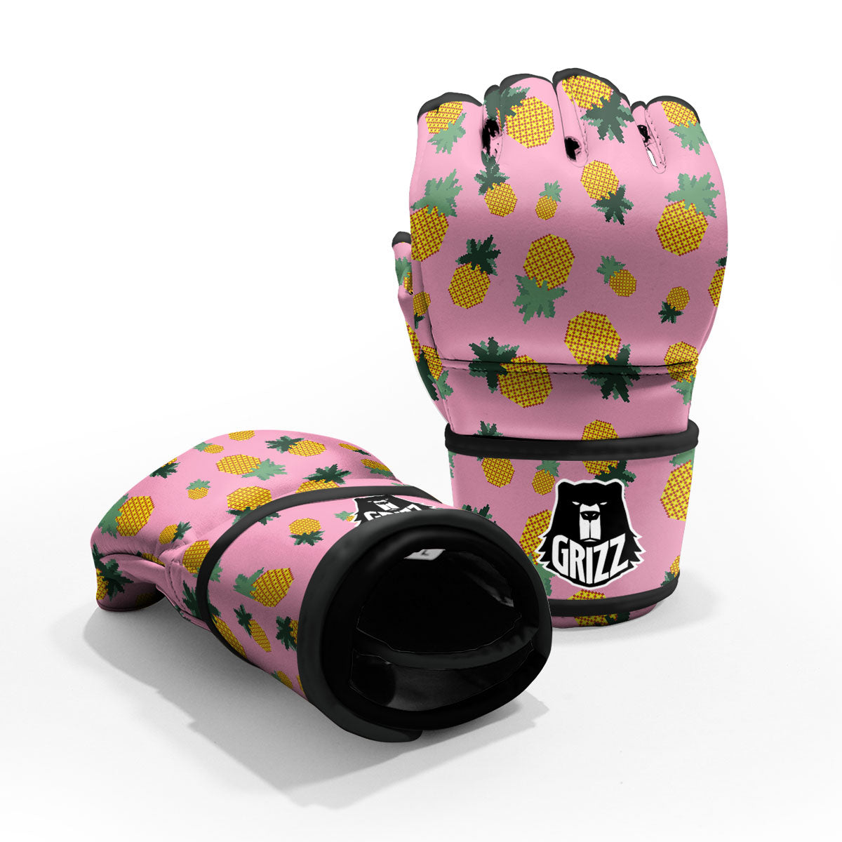 Pineapple Pixel Print Pattern MMA Gloves-grizzshop