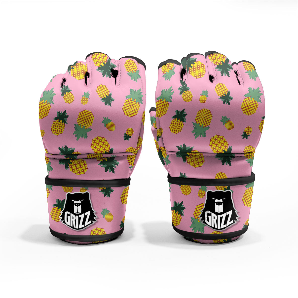 Pineapple Pixel Print Pattern MMA Gloves-grizzshop