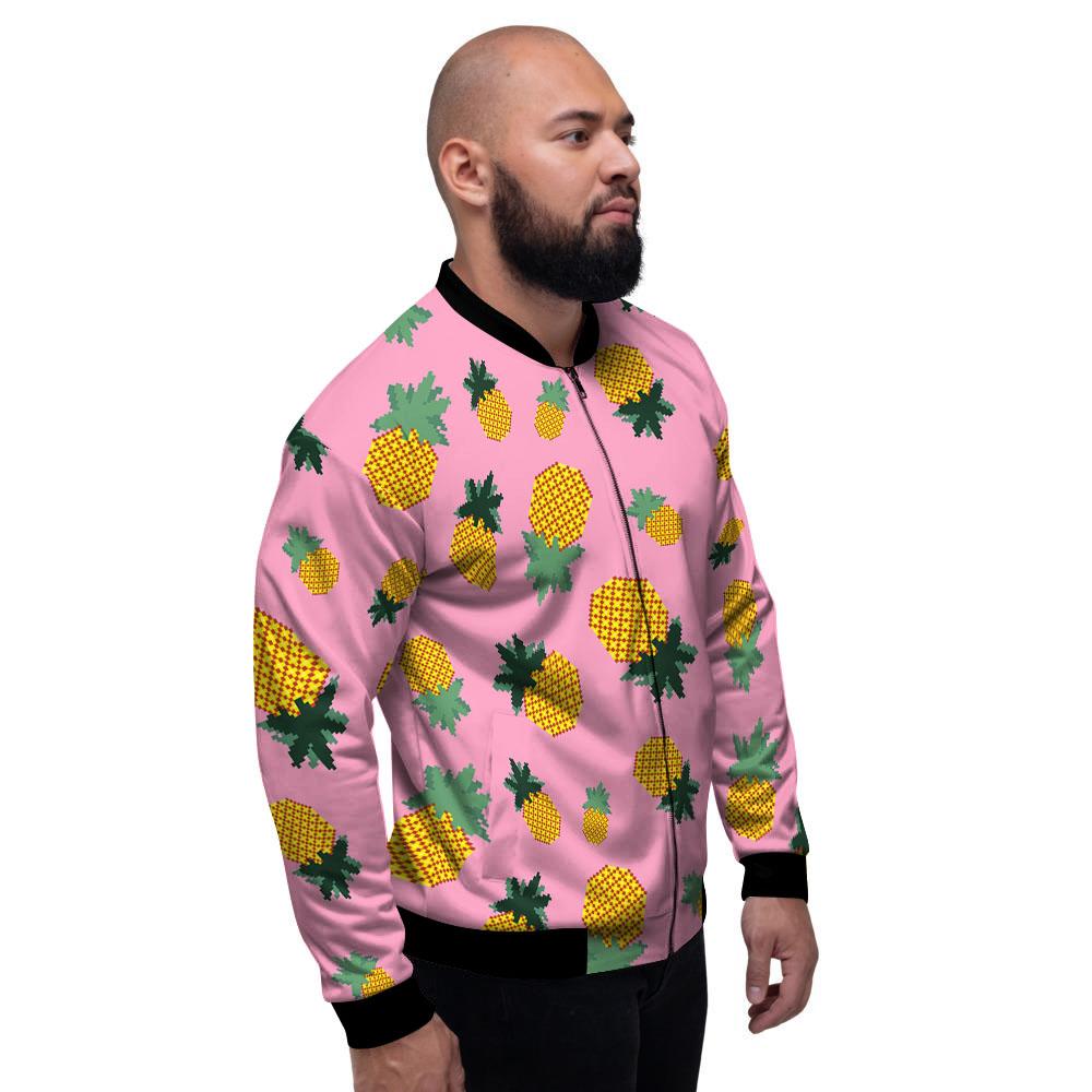 Pineapple Pixel Print Pattern Men's Bomber Jacket-grizzshop