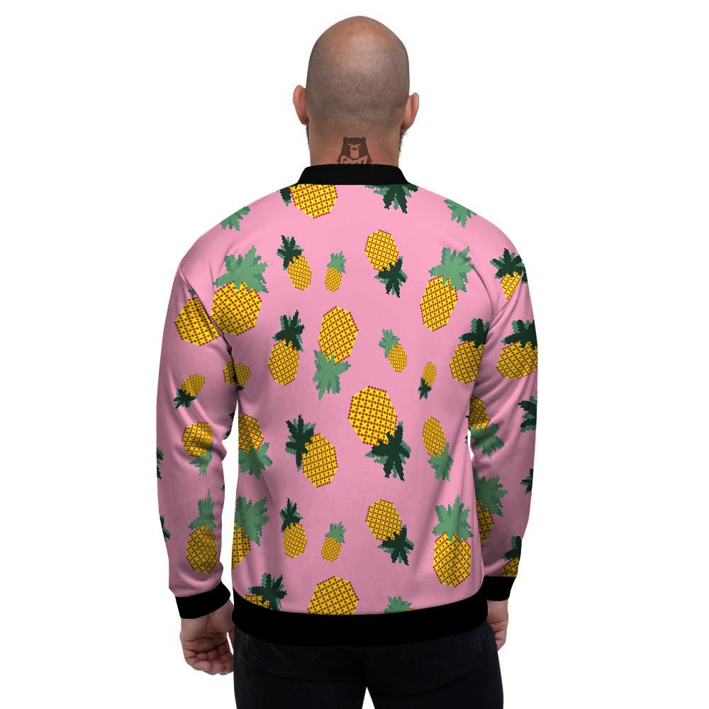 Pineapple Pixel Print Pattern Men's Bomber Jacket-grizzshop