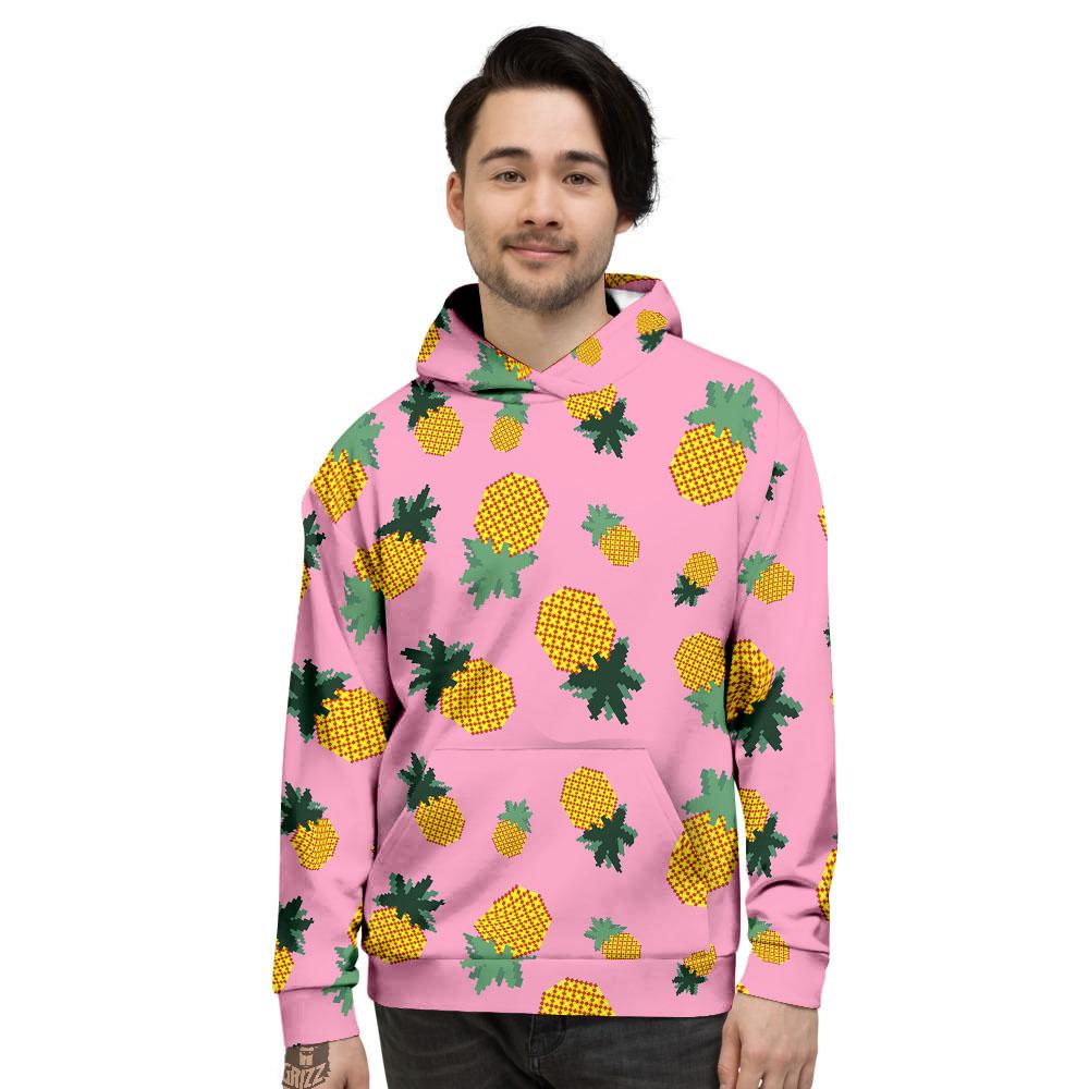 Pineapple Pixel Print Pattern Men's Hoodie-grizzshop