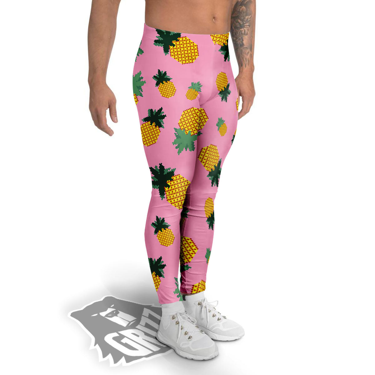 Pineapple Pixel Print Pattern Men's Leggings-grizzshop