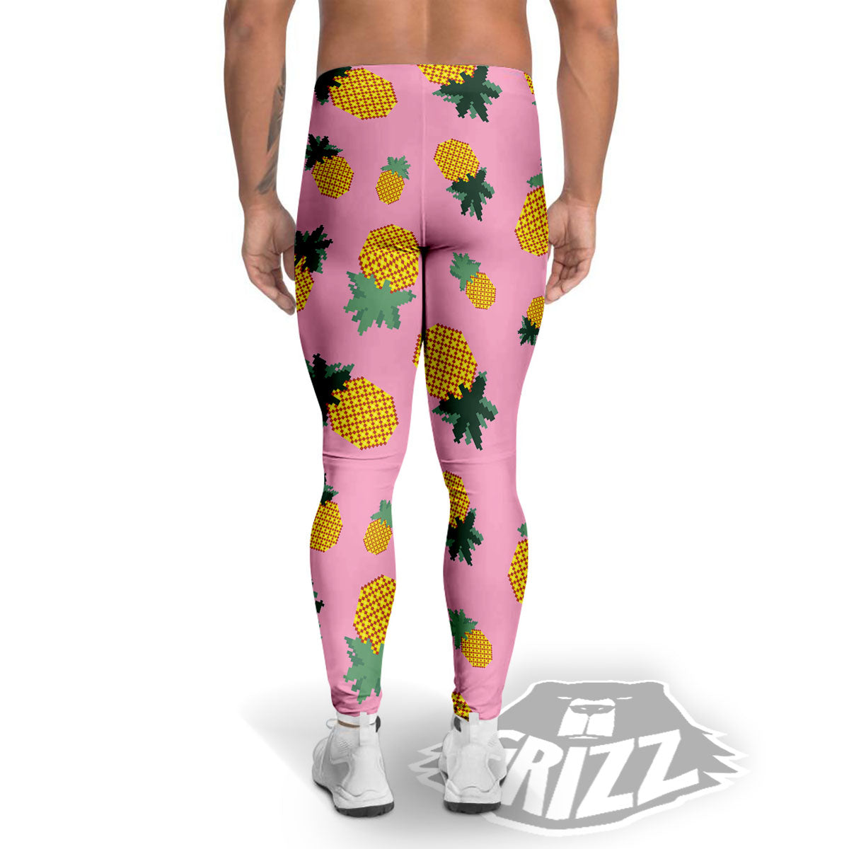 Pineapple Pixel Print Pattern Men's Leggings-grizzshop