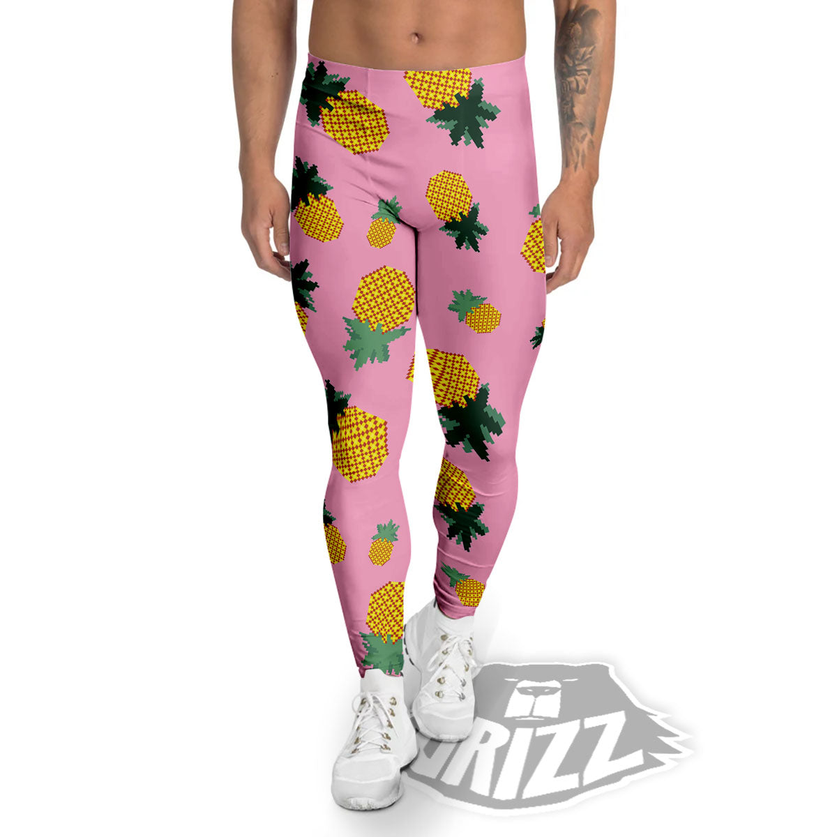 Pineapple Pixel Print Pattern Men's Leggings-grizzshop