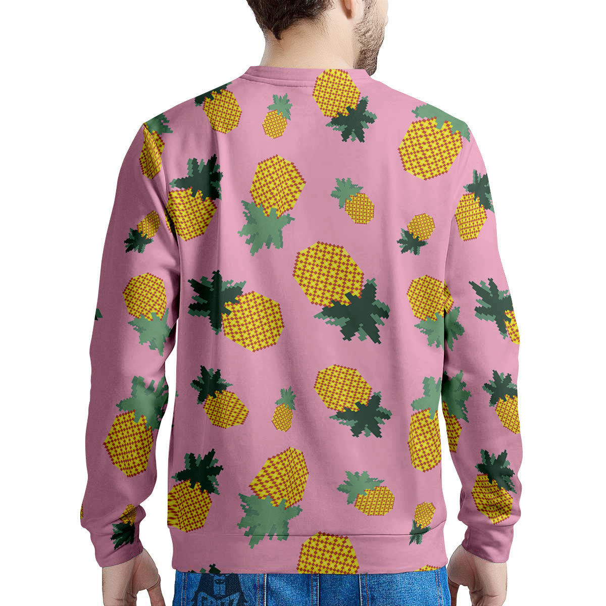 Pineapple Pixel Print Pattern Men's Sweatshirt-grizzshop
