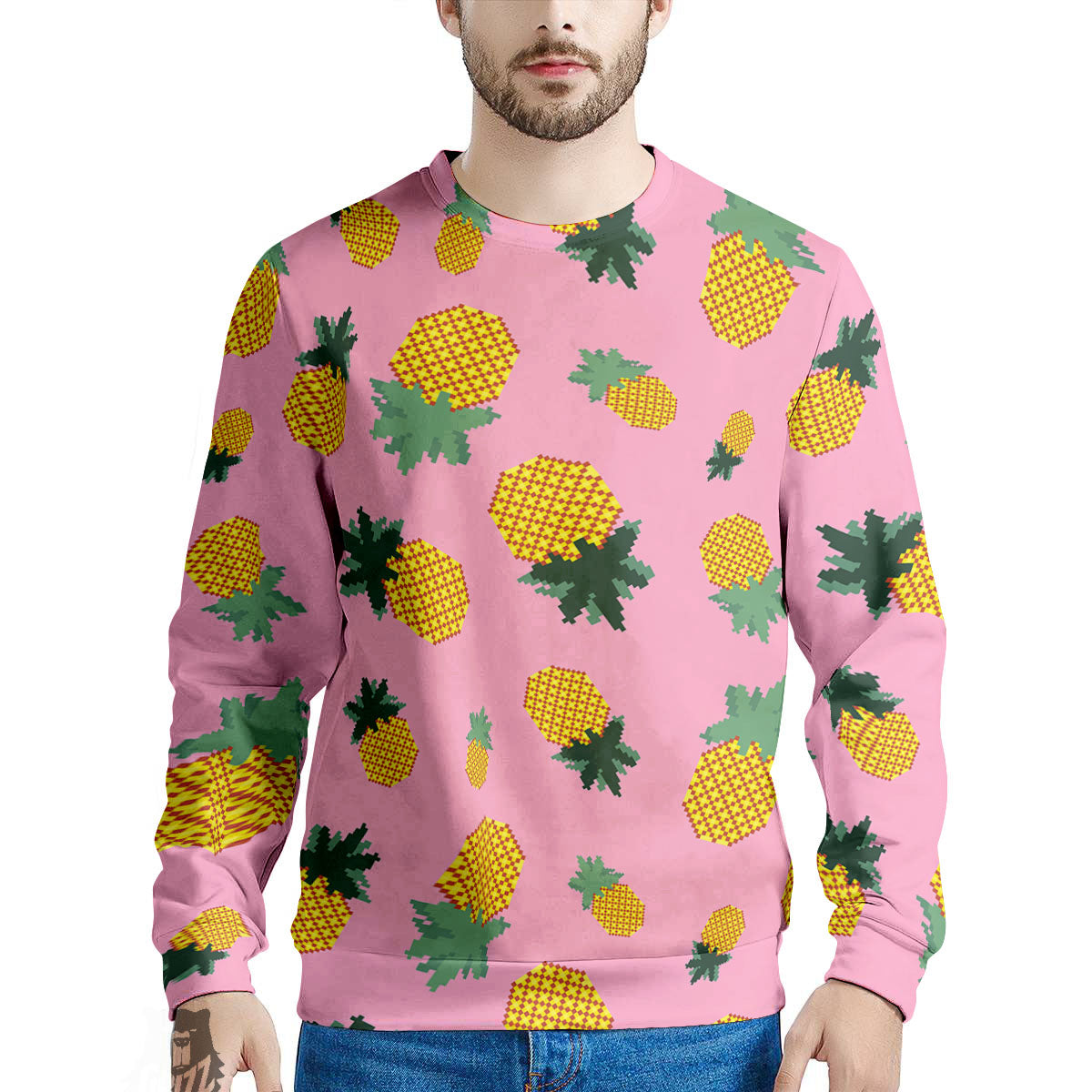 Pineapple Pixel Print Pattern Men's Sweatshirt-grizzshop
