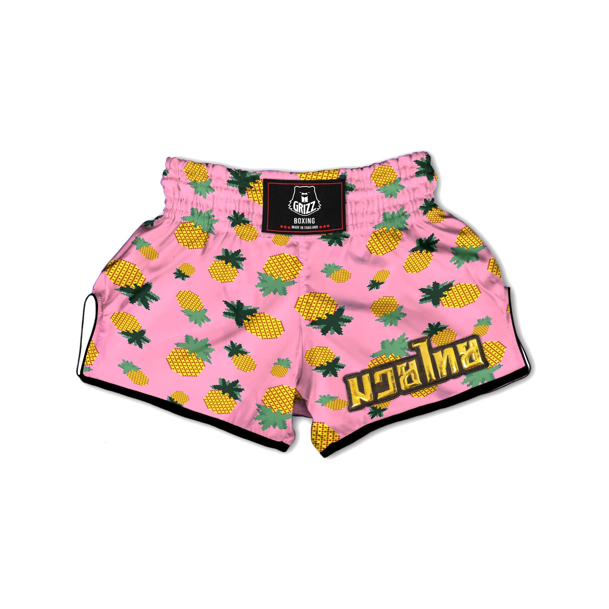 Pineapple Pixel Print Pattern Muay Thai Boxing Shorts-grizzshop