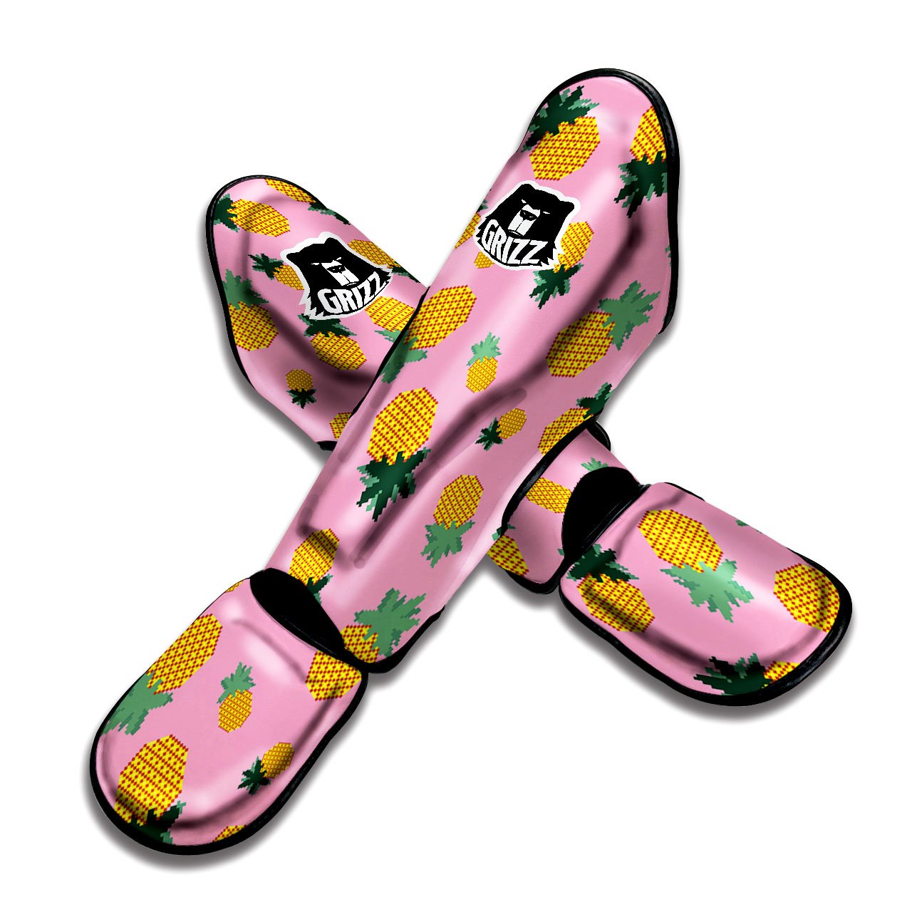 Pineapple Pixel Print Pattern Muay Thai Shin Guards-grizzshop