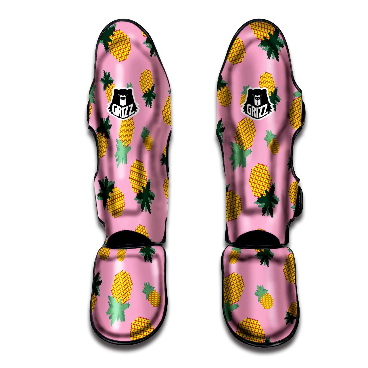 Pineapple Pixel Print Pattern Muay Thai Shin Guards-grizzshop