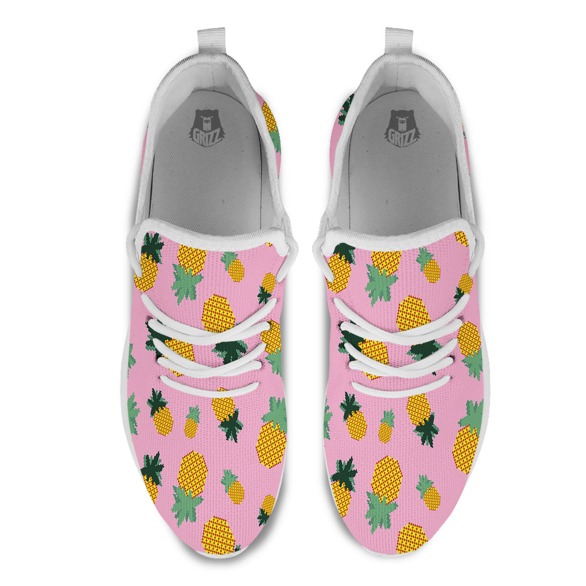 Pineapple Pixel Print Pattern White Athletic Shoes-grizzshop