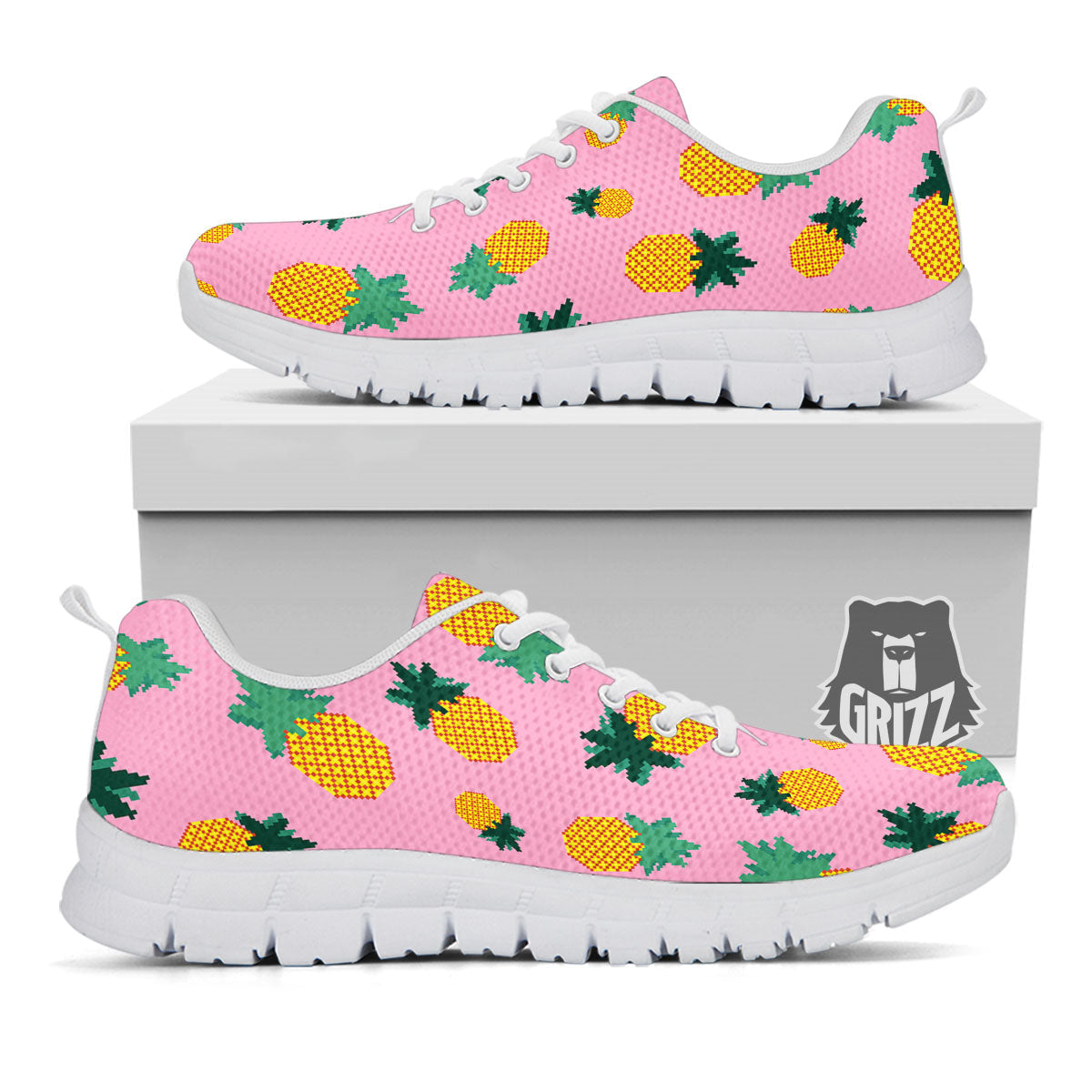 Pineapple Pixel Print Pattern White Sneaker-grizzshop