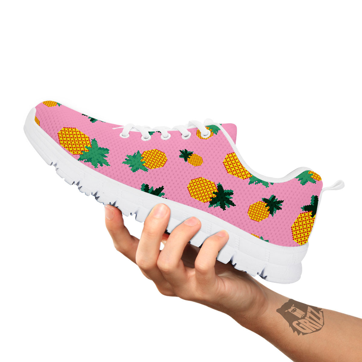 Pineapple Pixel Print Pattern White Sneaker-grizzshop