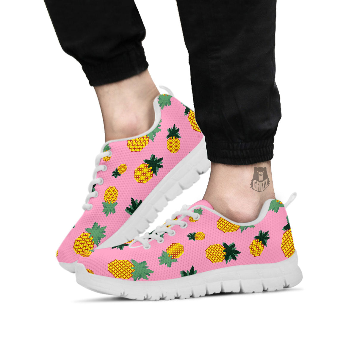 Pineapple Pixel Print Pattern White Sneaker-grizzshop