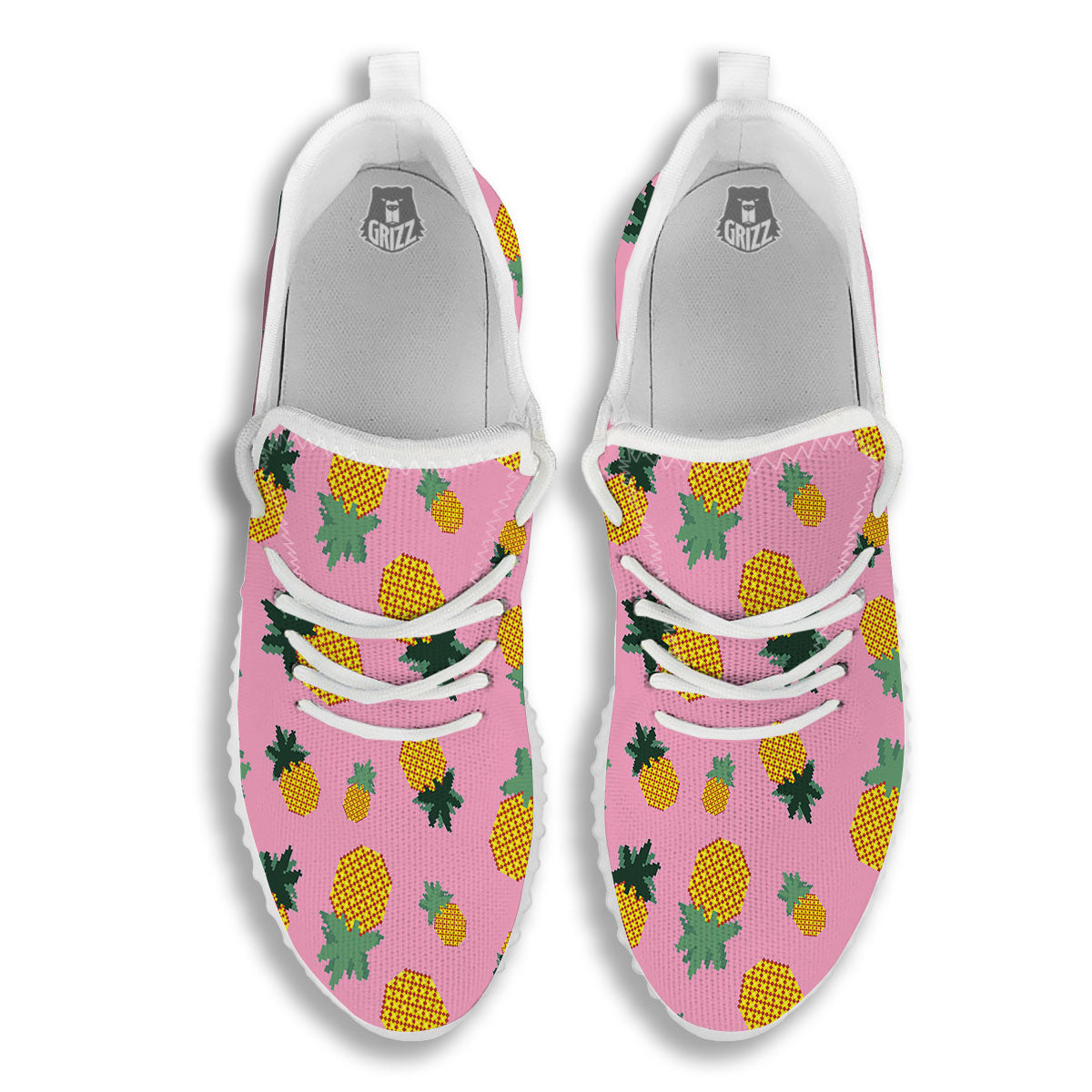 Pineapple Pixel Print Pattern White Walking Shoes-grizzshop