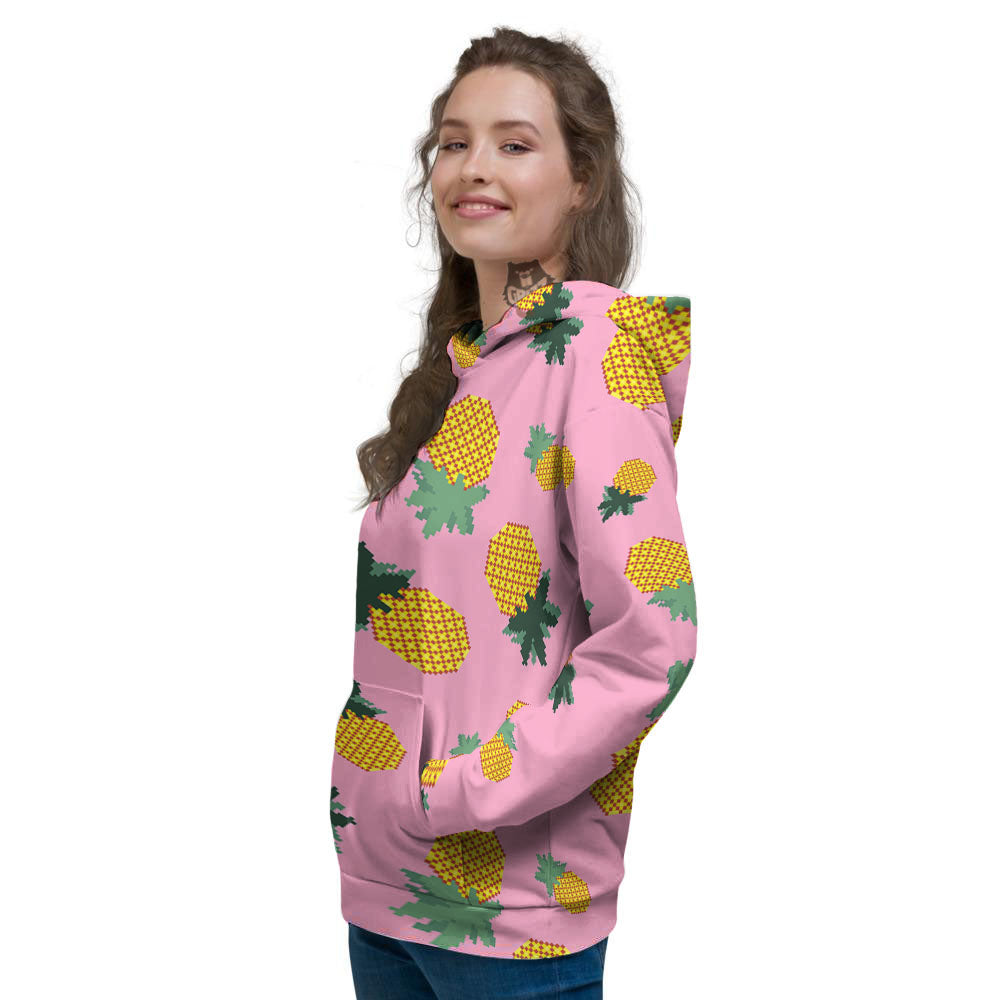 Pineapple Pixel Print Pattern Women's Hoodie-grizzshop