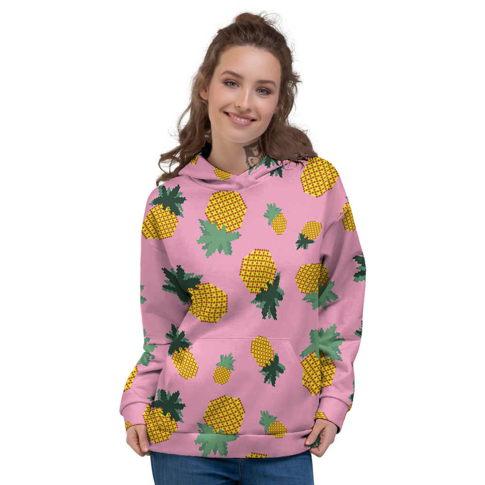 Pineapple Pixel Print Pattern Women's Hoodie-grizzshop