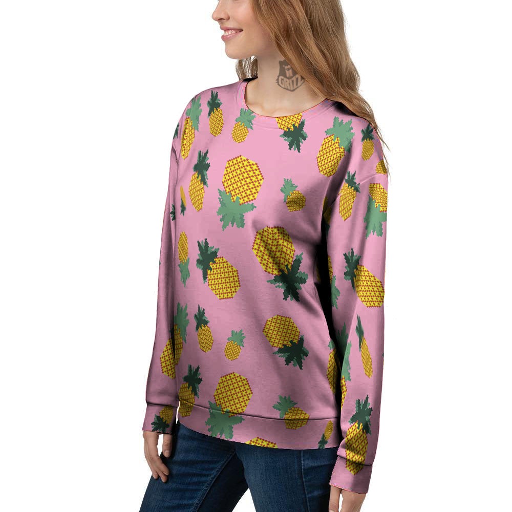 Pineapple Pixel Print Pattern Women's Sweatshirt-grizzshop