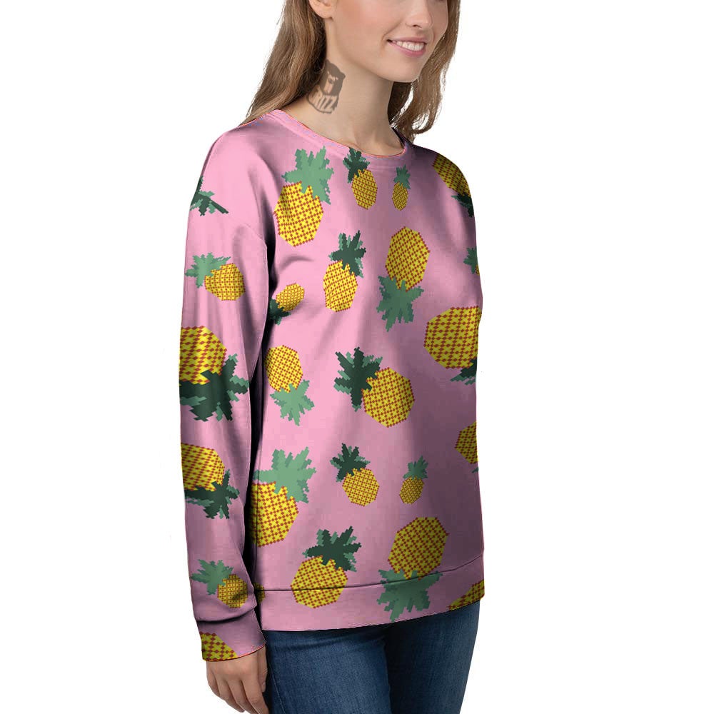 Pineapple Pixel Print Pattern Women's Sweatshirt-grizzshop
